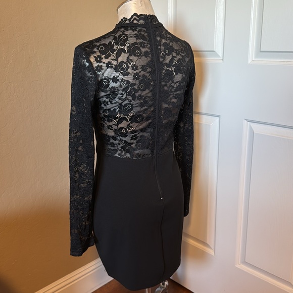 Privy Women’s Cocktail Lace Mini Black Dress Long Sleeves Like New Size … - Picture 4 of 17